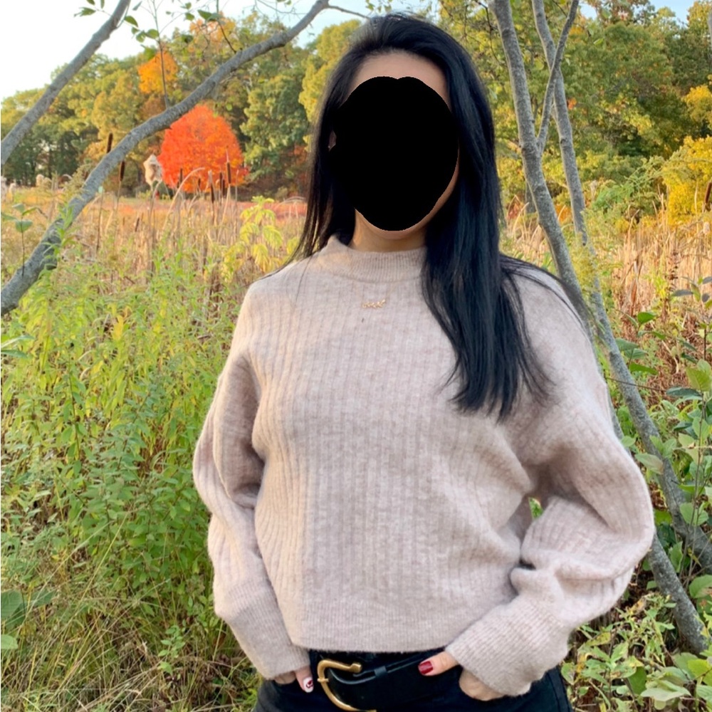 & Other Stories Cropped Beige/Pink Cropped Sweater